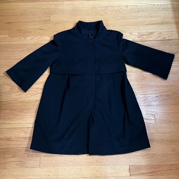 Vtg Black Womens long coat L buttons Michael Kors winter jacket Goth Romantic - Picture 2 of 16